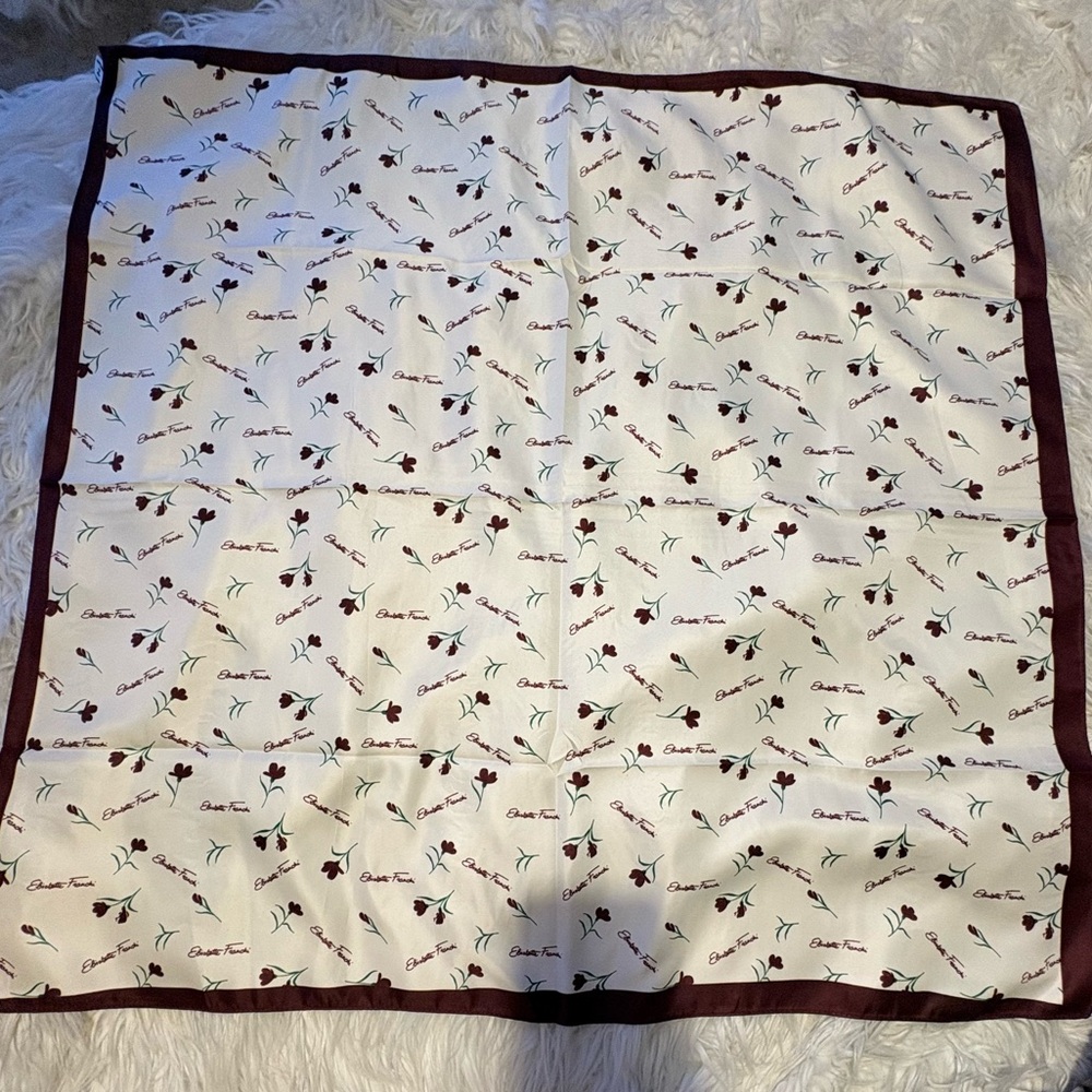 Elisabetta Franchi floral print elegant Burgundy silky scarf 35x35 ‼️LAST ONE